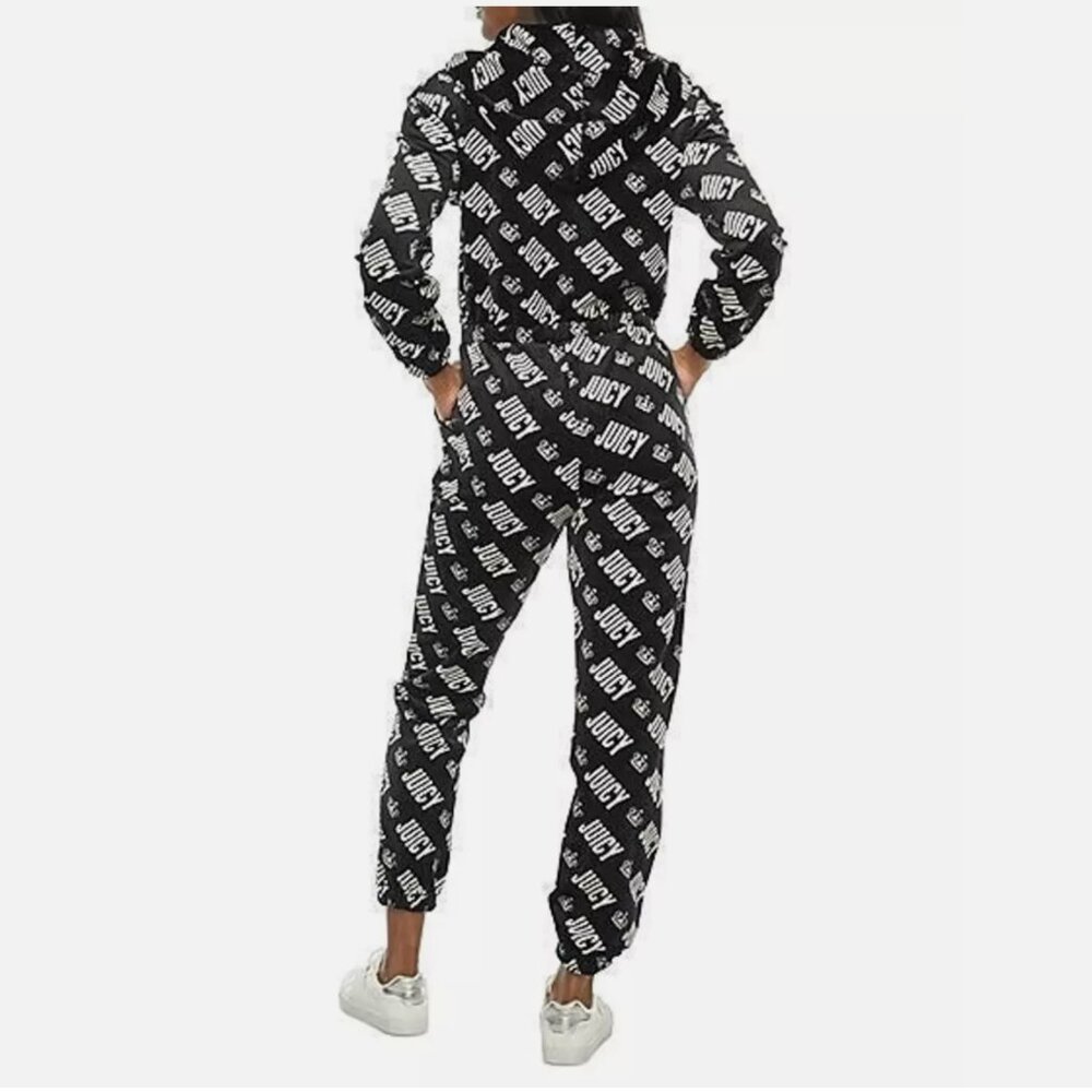 Juicy Couture Rare Deadstock Velour Jumpsuit Tracksuit Hoodie Logo Size Large - Picture 3 of 12